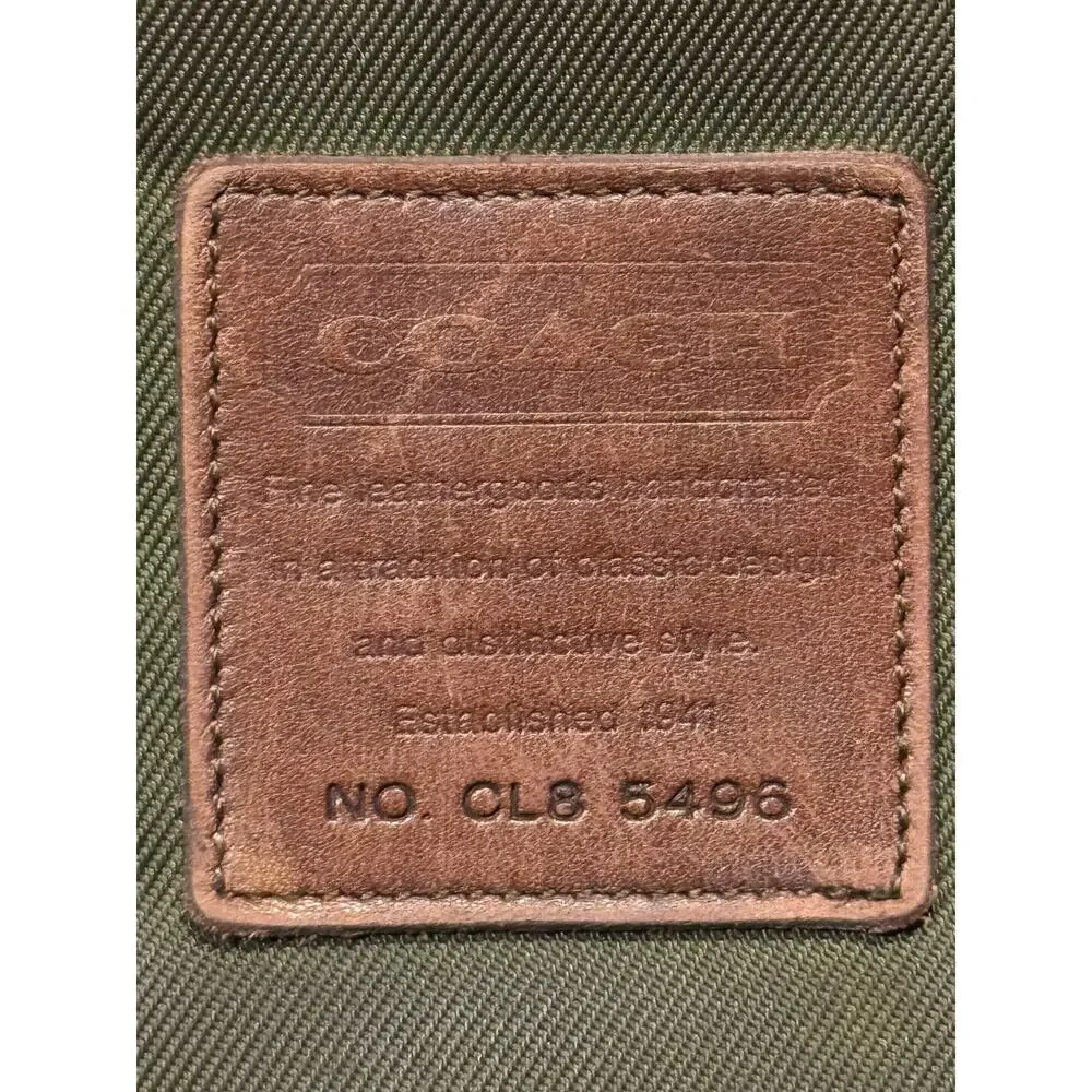 Vintage Coach 5496 22” Green Brown Leather Canvas Rolling Garment Bag USA